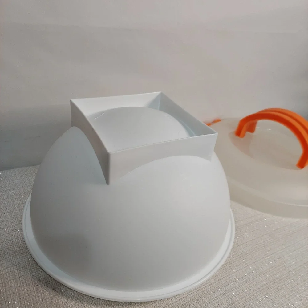 IRIS SCHWARTZ White Salad Pasta Footed Bowl with‎ Handles Carrier Lockable Lid